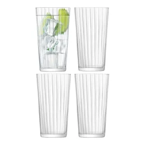 Gio Line Set of 4 glasses, 320ml, Clear ceramic platter, appetizer tray