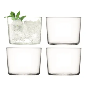 Gio Set of 4 tumblers, 220ml, clear ceramic platter, appetizer tray