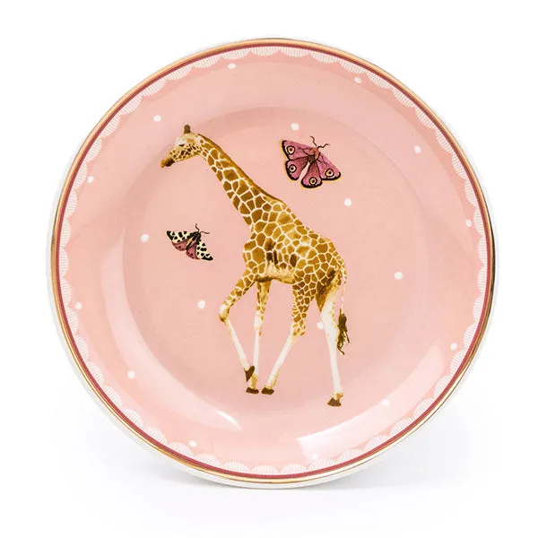 Giraffe Print Trinket Dish with Pink Background
