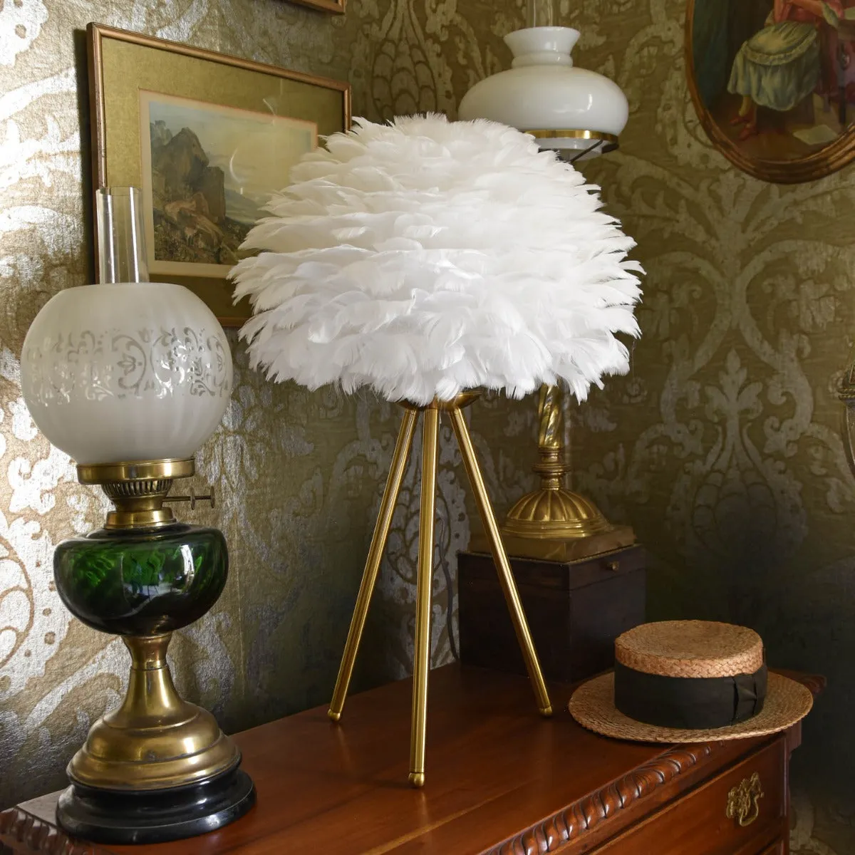 Glamorous Brushed Brass Tripod Table Lamp