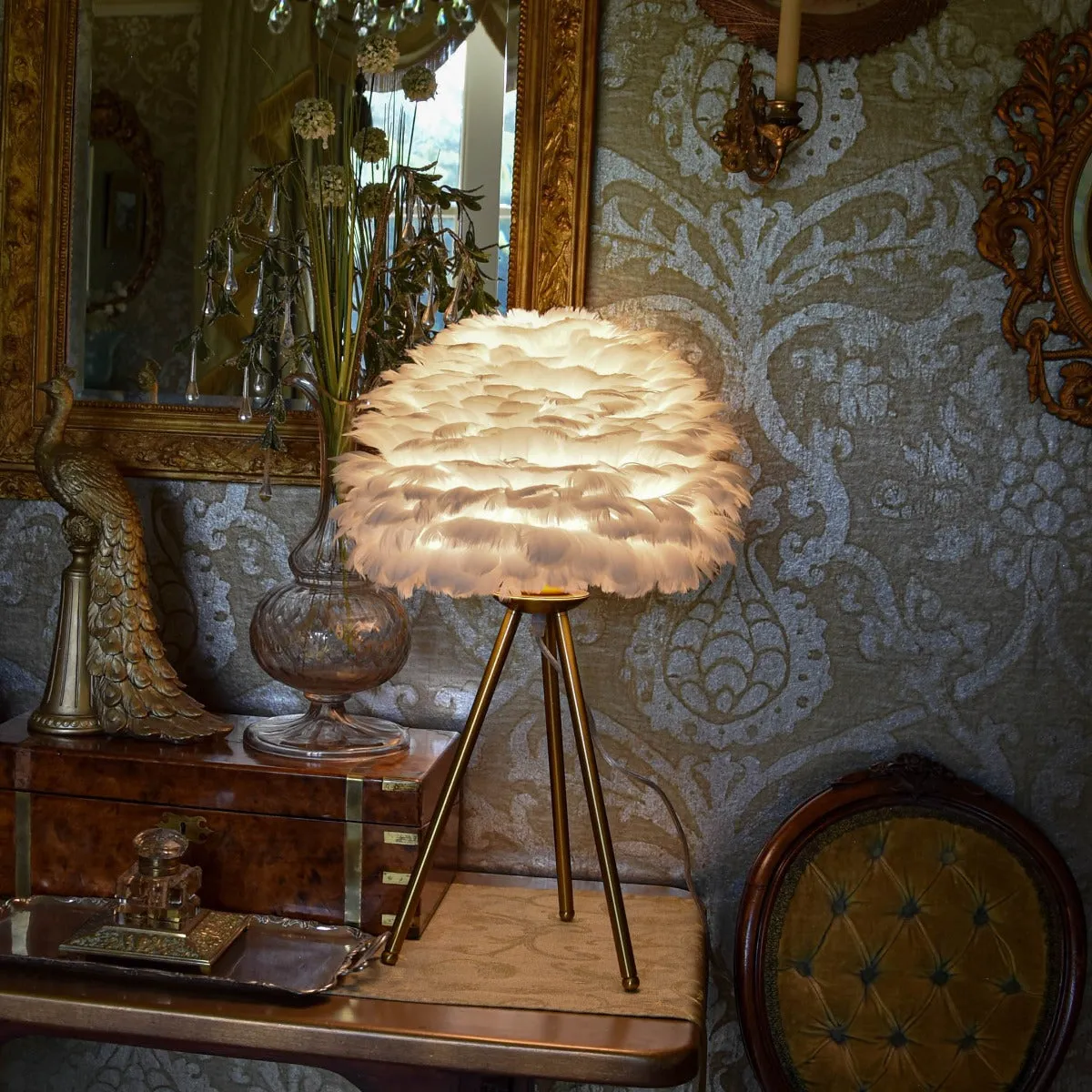 Glamorous Brushed Brass Tripod Table Lamp