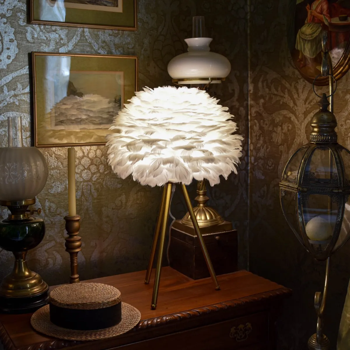 Glamorous Brushed Brass Tripod Table Lamp