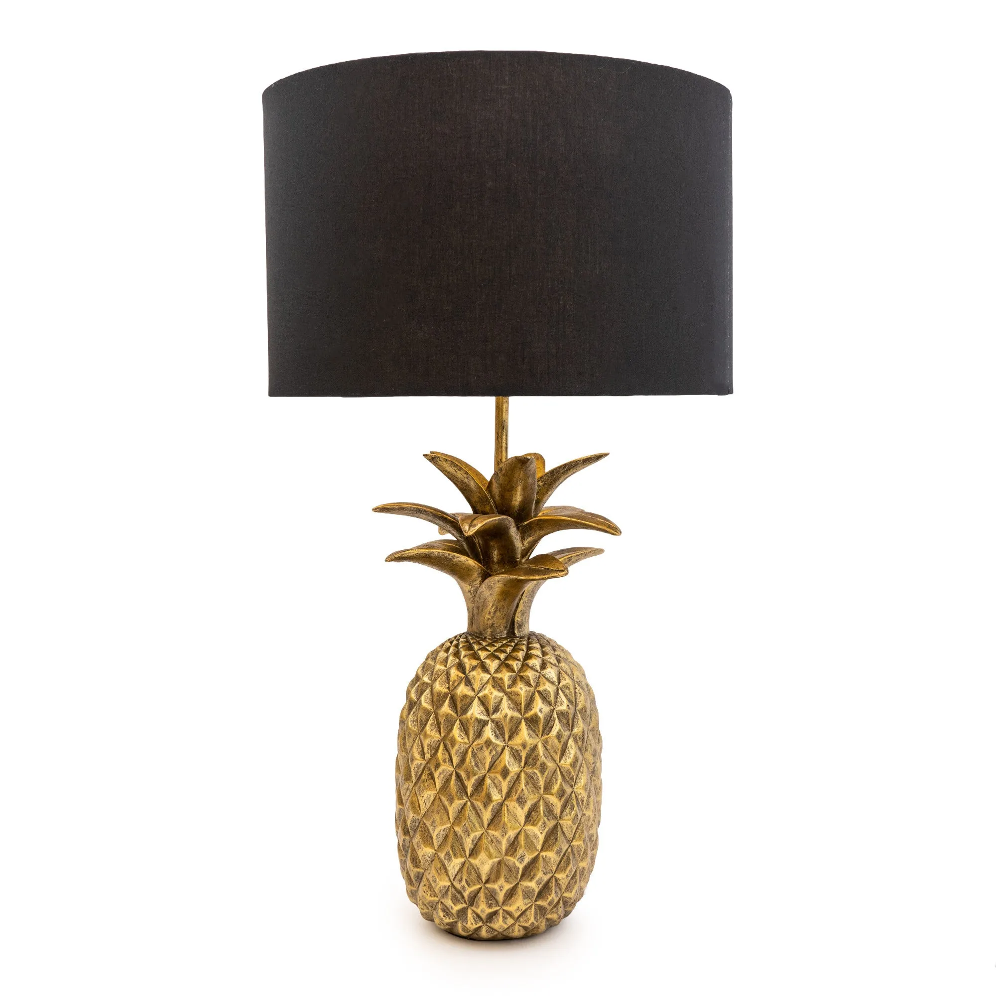Glamorous Pineapple Gold Base Lamp with Black and Gold Shade