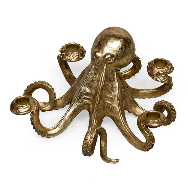 Gold Octopus Candlestick Holder