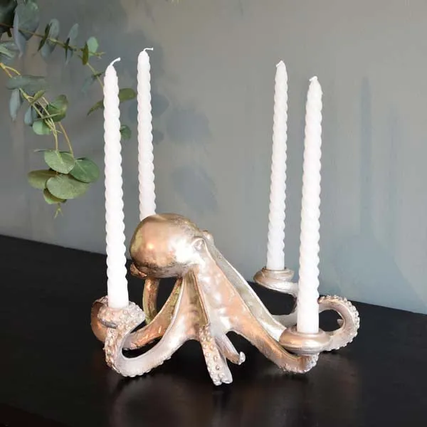 Gold Octopus Candlestick Holder