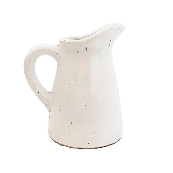 Graceful White Jug Vase with Tilted Spout for Flowers