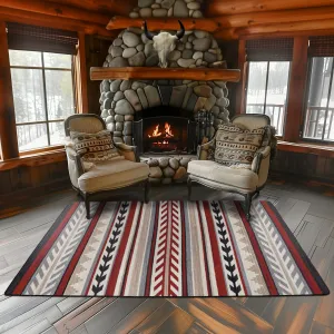 Grand Lodge Progression Rugs in Red sectional couch, U-shape sofa