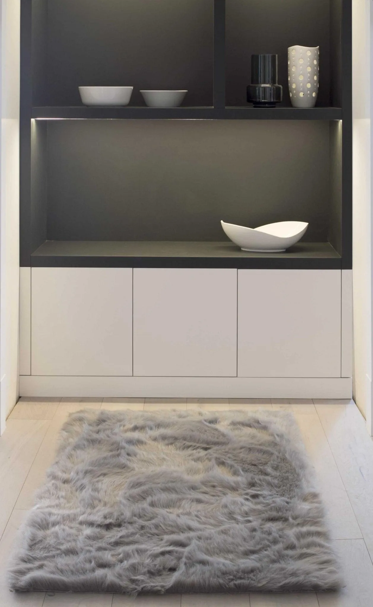 Gray Faux Fur Area Rug