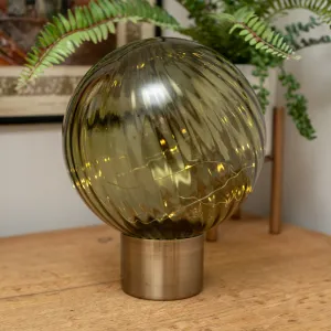 Green, glass ball, LED lamp. kitchen essentials, utensils set