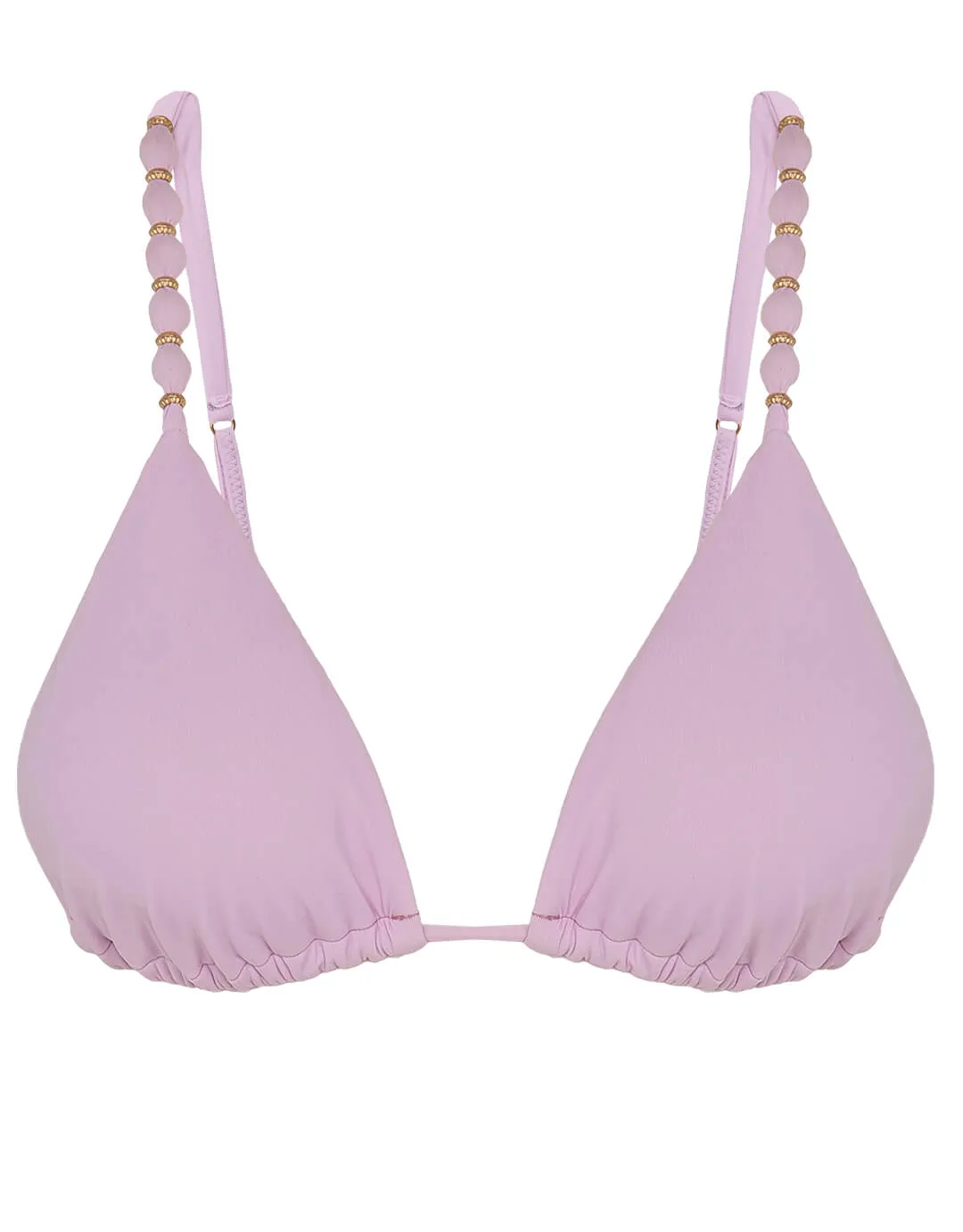 Grenadine Beads Parallel Tri Bikini Top - Lilac