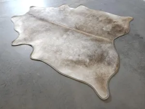 Gris Tan & Grey Cowhide w/ Leather Trim USA rug, patriotic rug