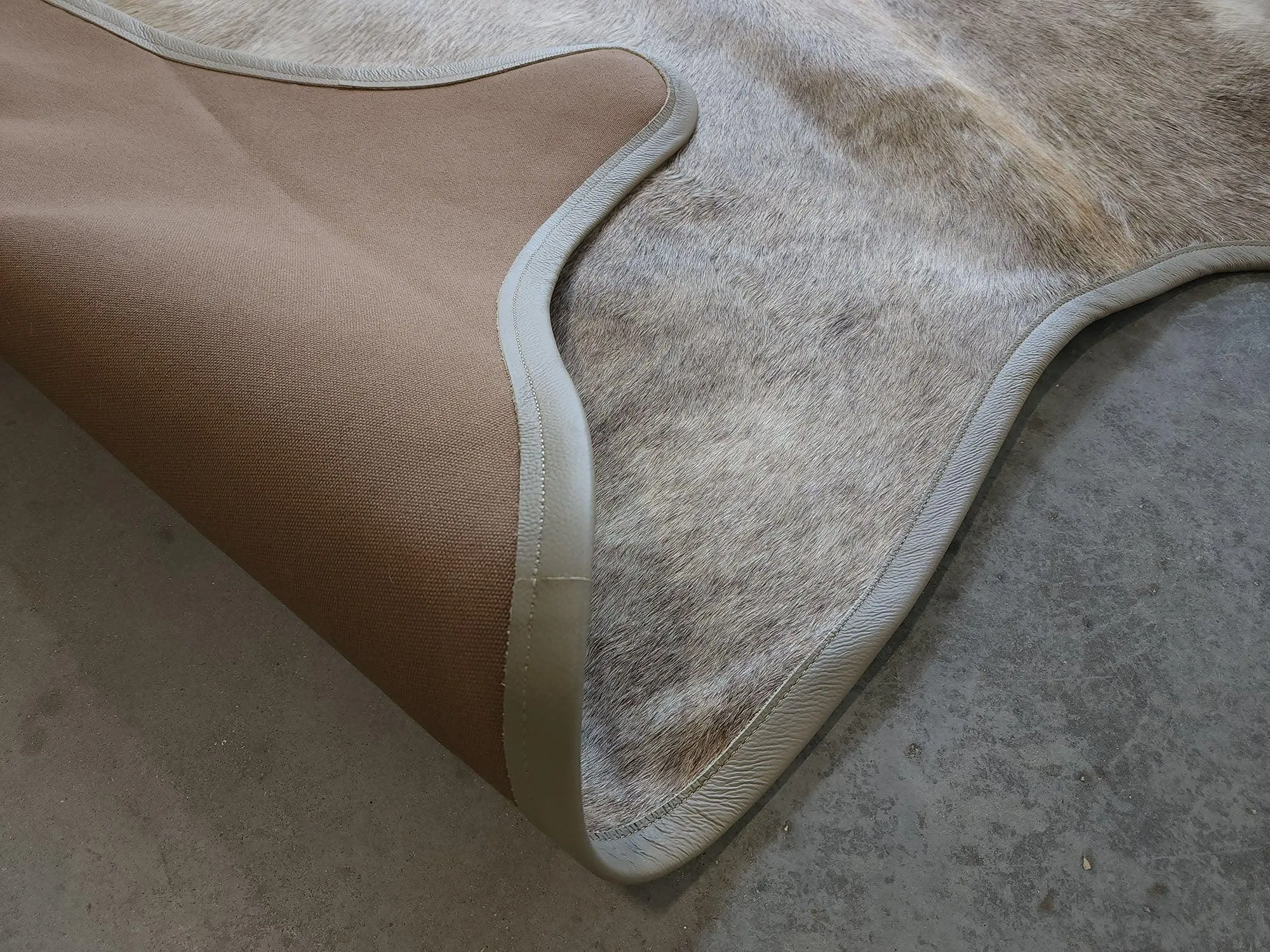 Gris Tan & Grey Cowhide w/ Leather Trim