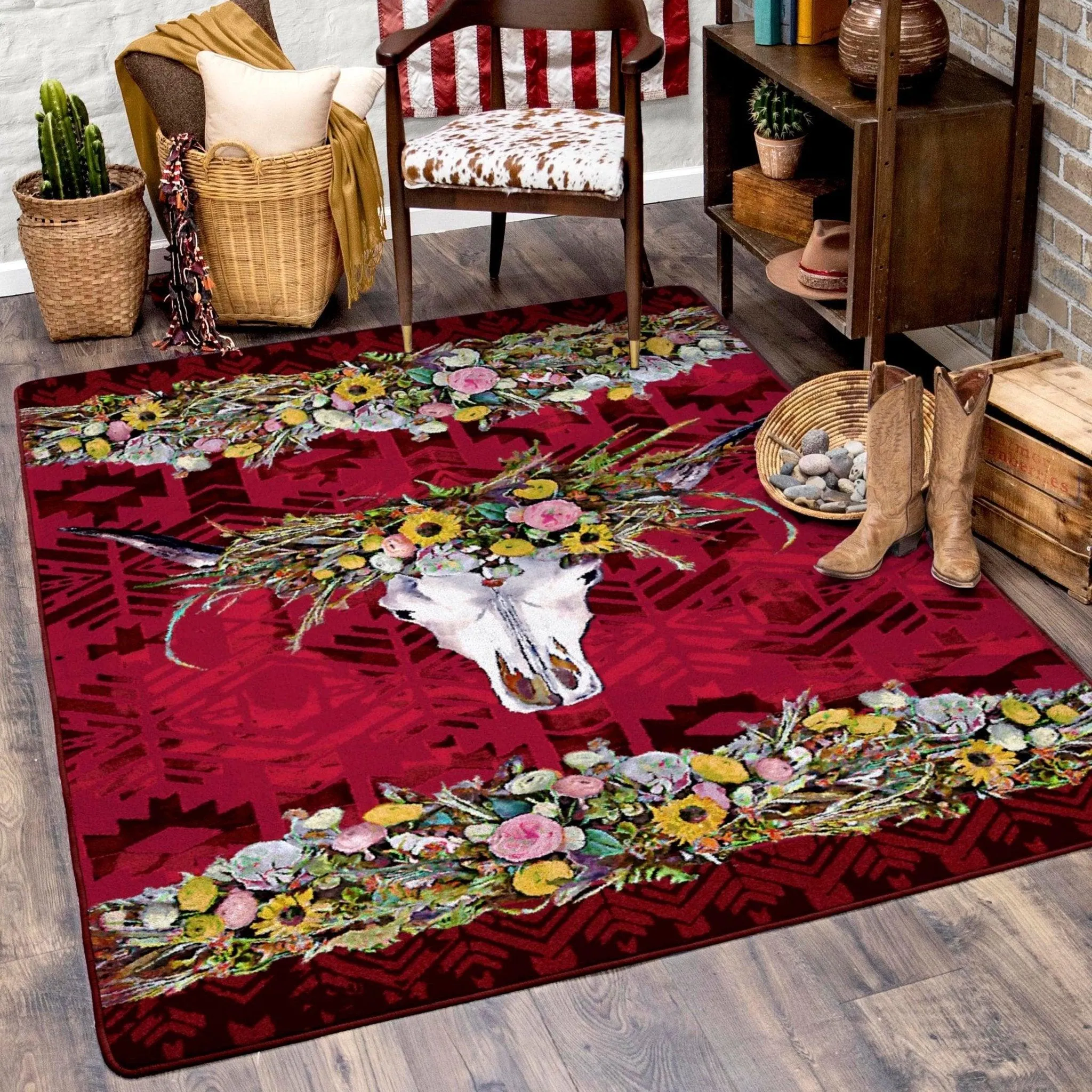 Hailey Floral & Skull Area Rugs serving tray, cheese board