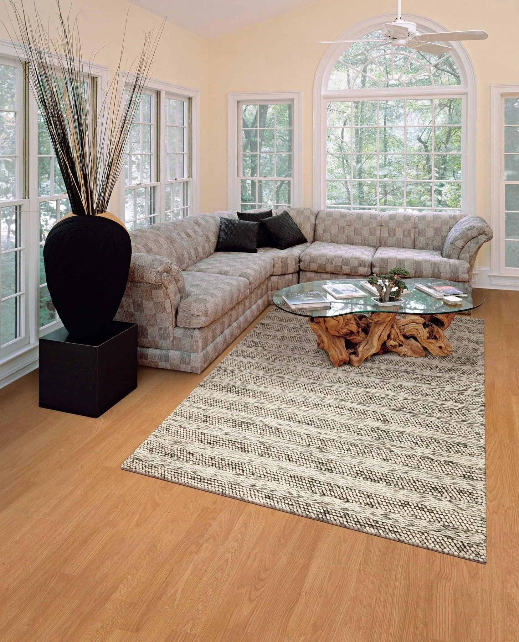 Heather Grey Wool Area Rug 5'x7'