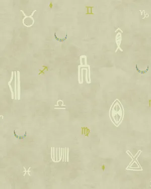 Indus Moon Wallpaper - Beige dinnerware set, ceramic plates