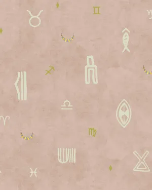 Indus Moon Wallpaper - Blush dinnerware set, ceramic plates