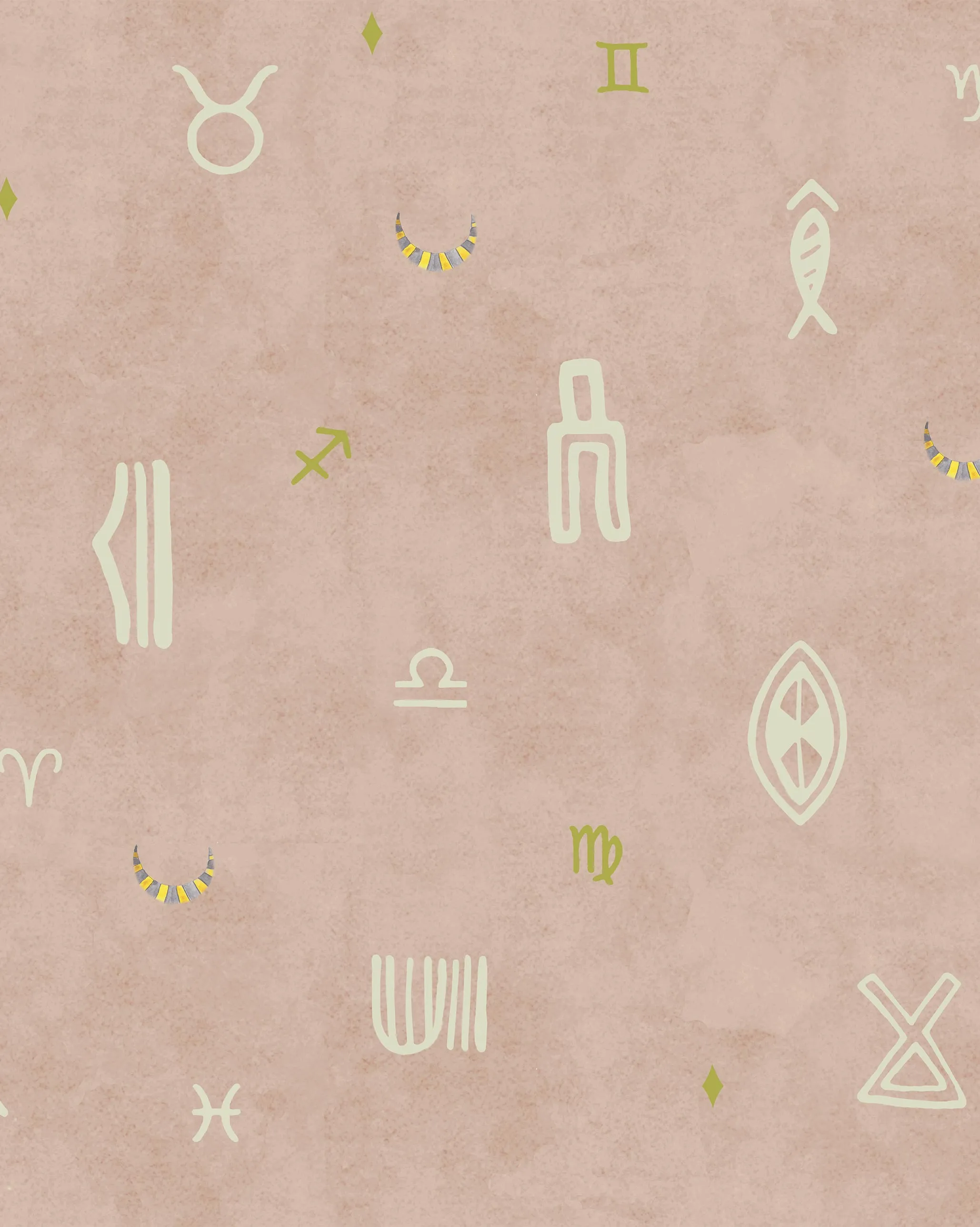 Indus Moon Wallpaper - Blush dinnerware set, ceramic plates