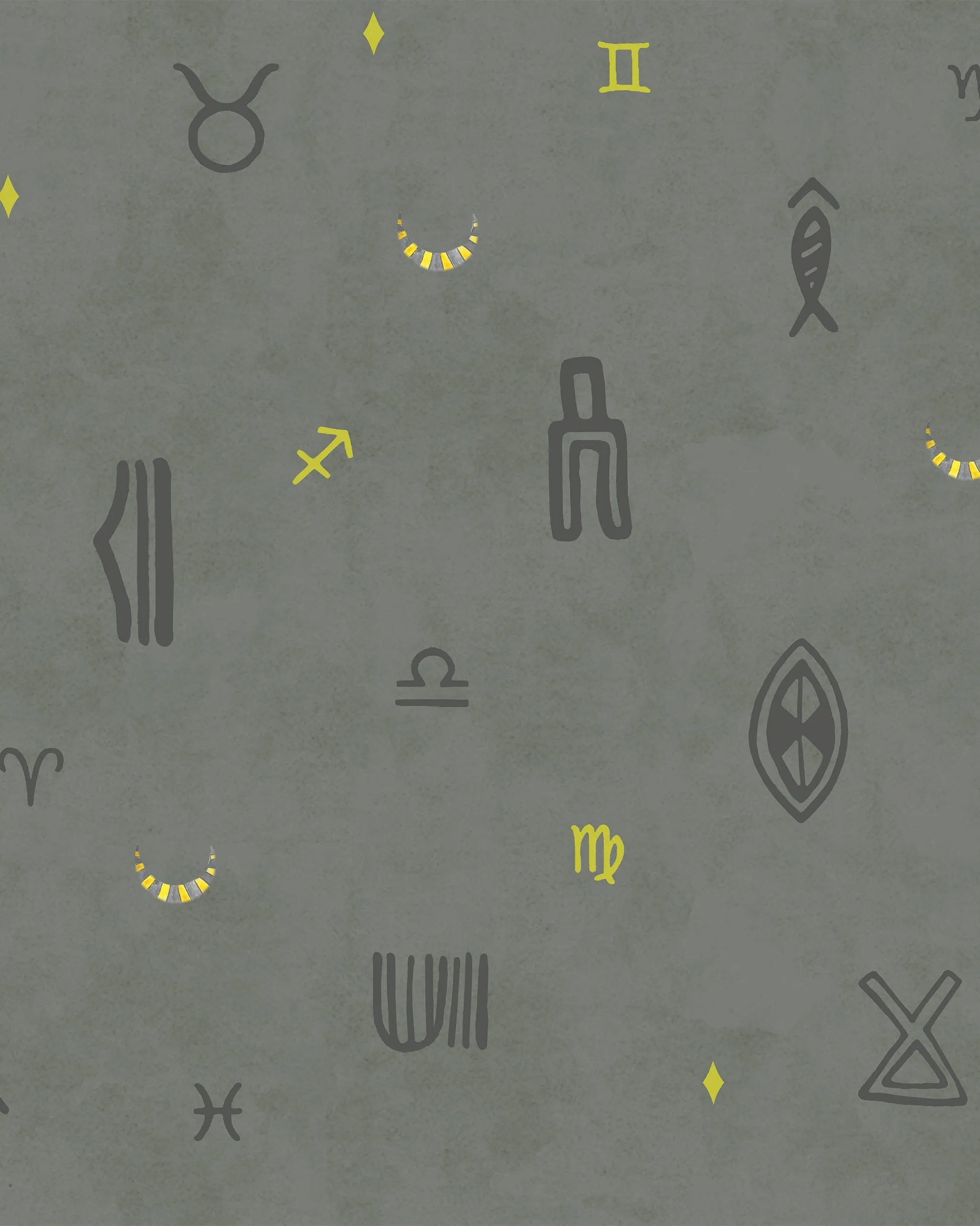 Indus Moon Wallpaper - Grey dinnerware set, ceramic plates