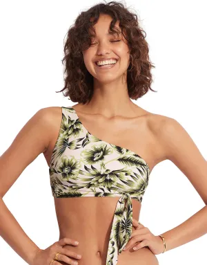 Island In The Sun One Shoulder Bikini Top - Avocado