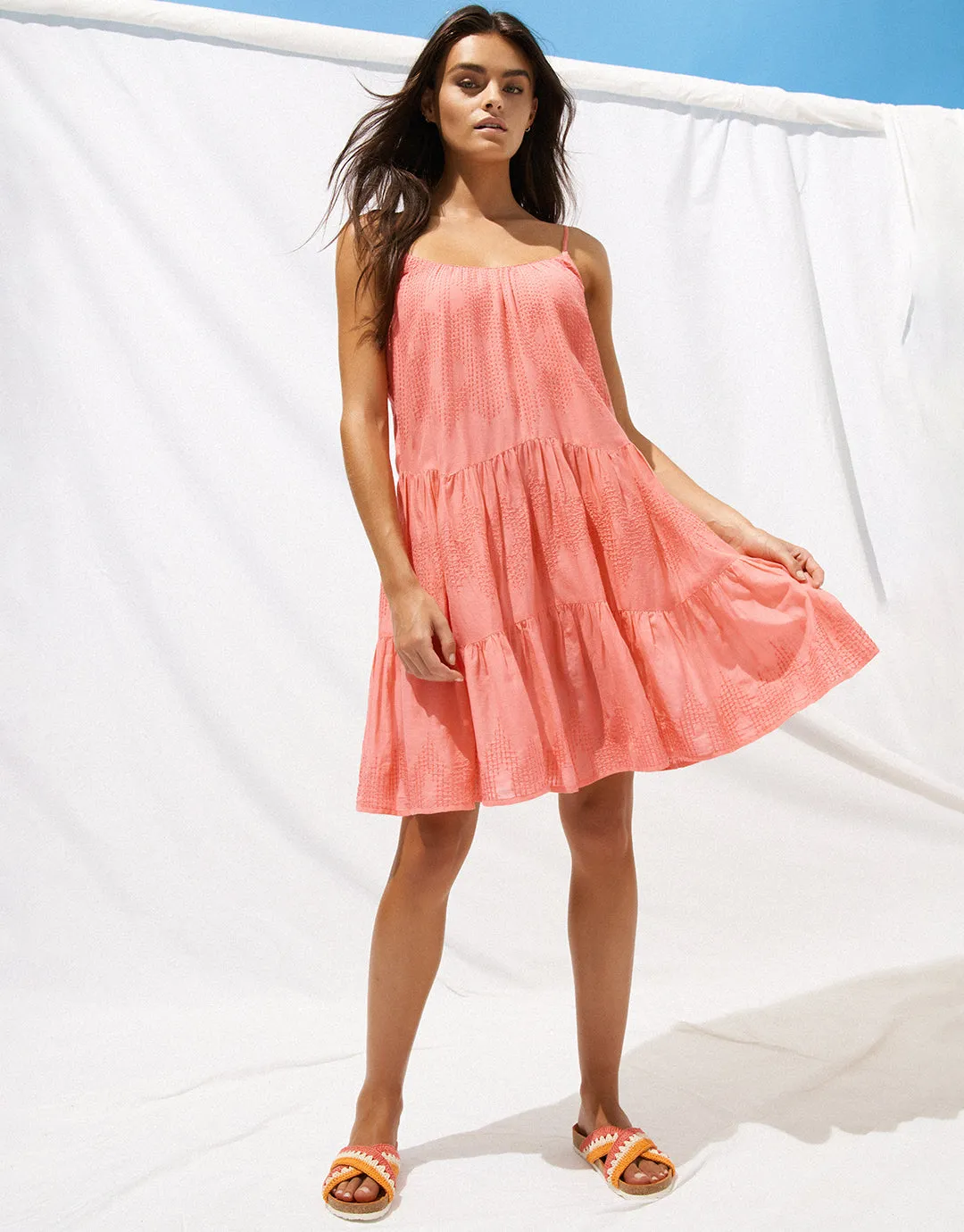 Island Nostalgia Mini Dress - Ocean Coral
