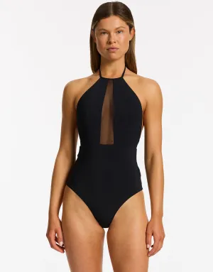 Jetset Lure High Neck Swimsuit - Black