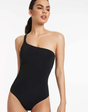 Jetset One Shoulder Swimsuit - Black