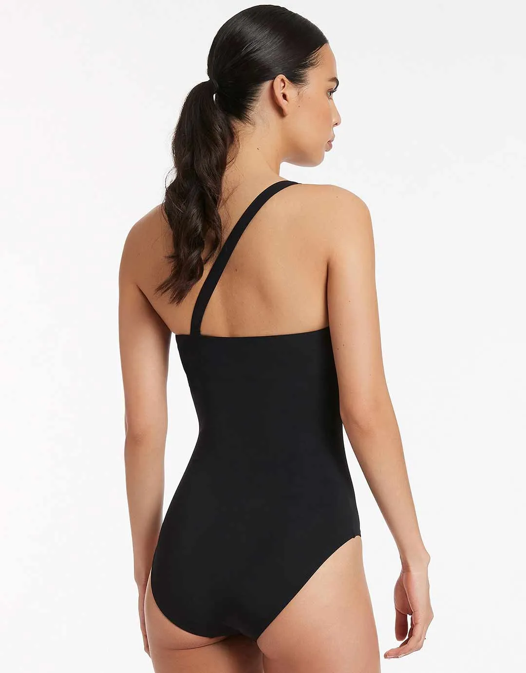 Jetset One Shoulder Swimsuit - Black