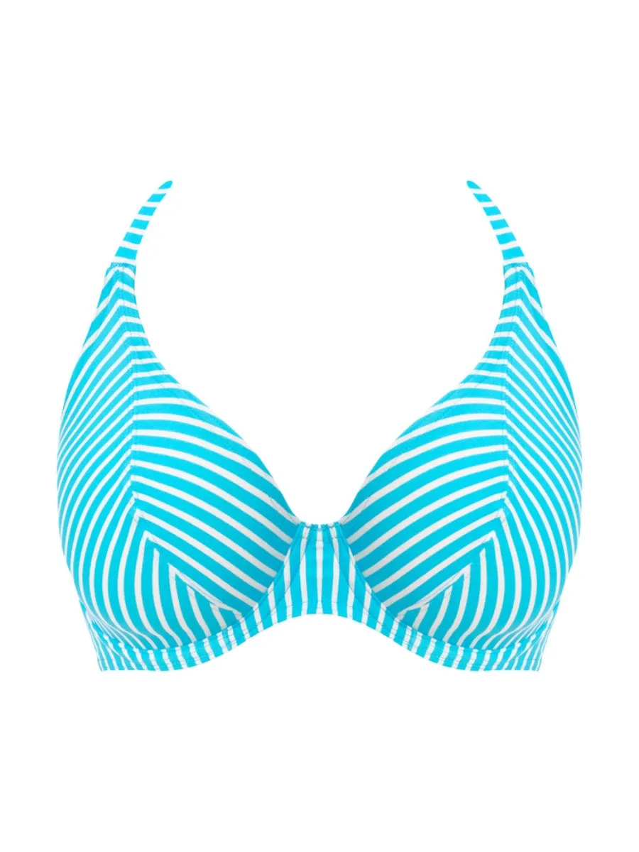 Jewel Cove Halter Bikini Top - Stripe Turquoise