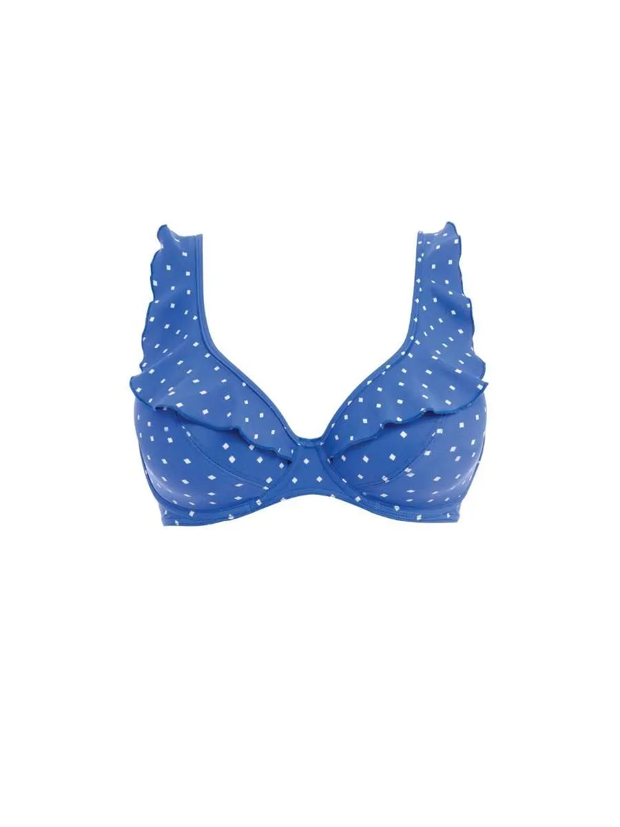 Jewel Cove High Apex Bikini Top - Azure