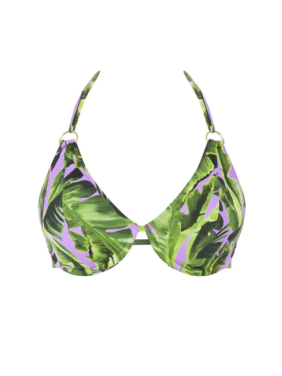 Jungle Oasis Halter Bikini Top - Cassis