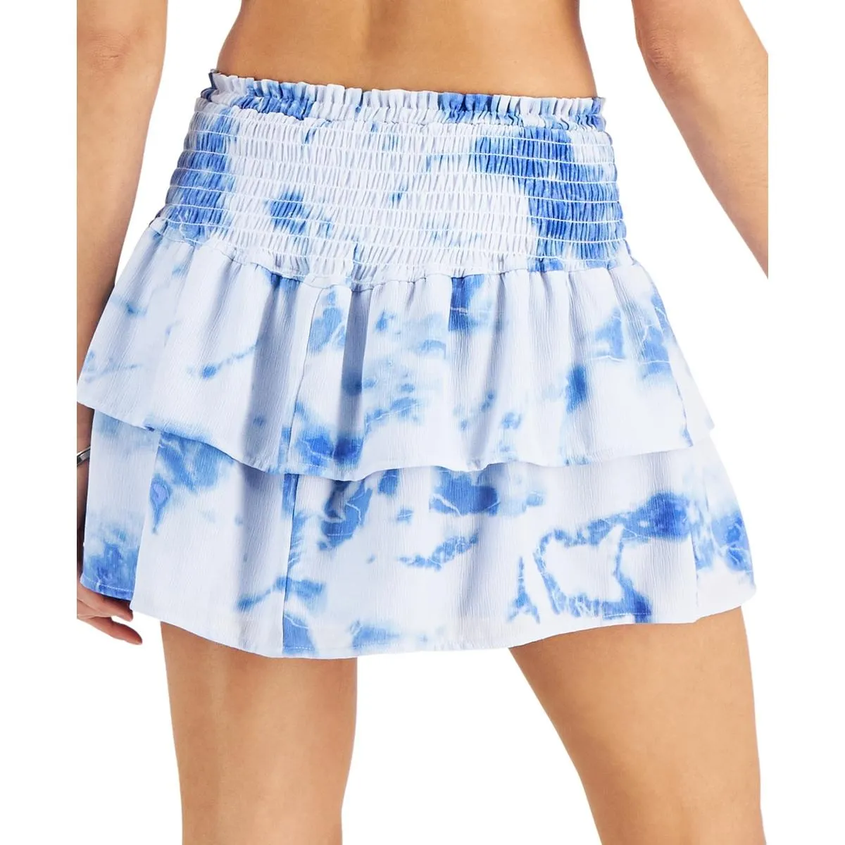 Juniors Womens Tie-Dye Smocked Cover-Up