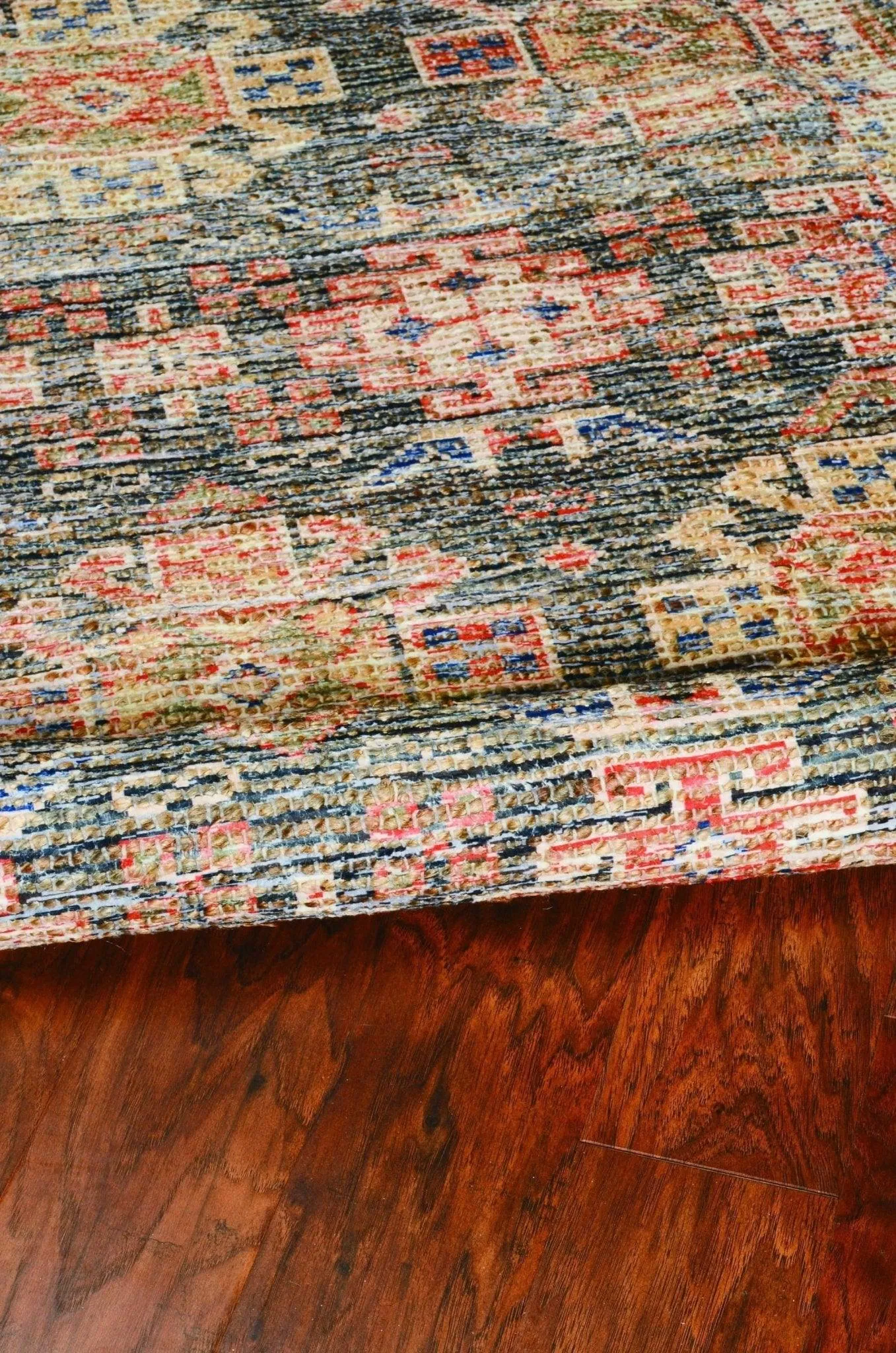 Jute Charcoal Printed Area Rug 27" x 45" kitchen table, dining set