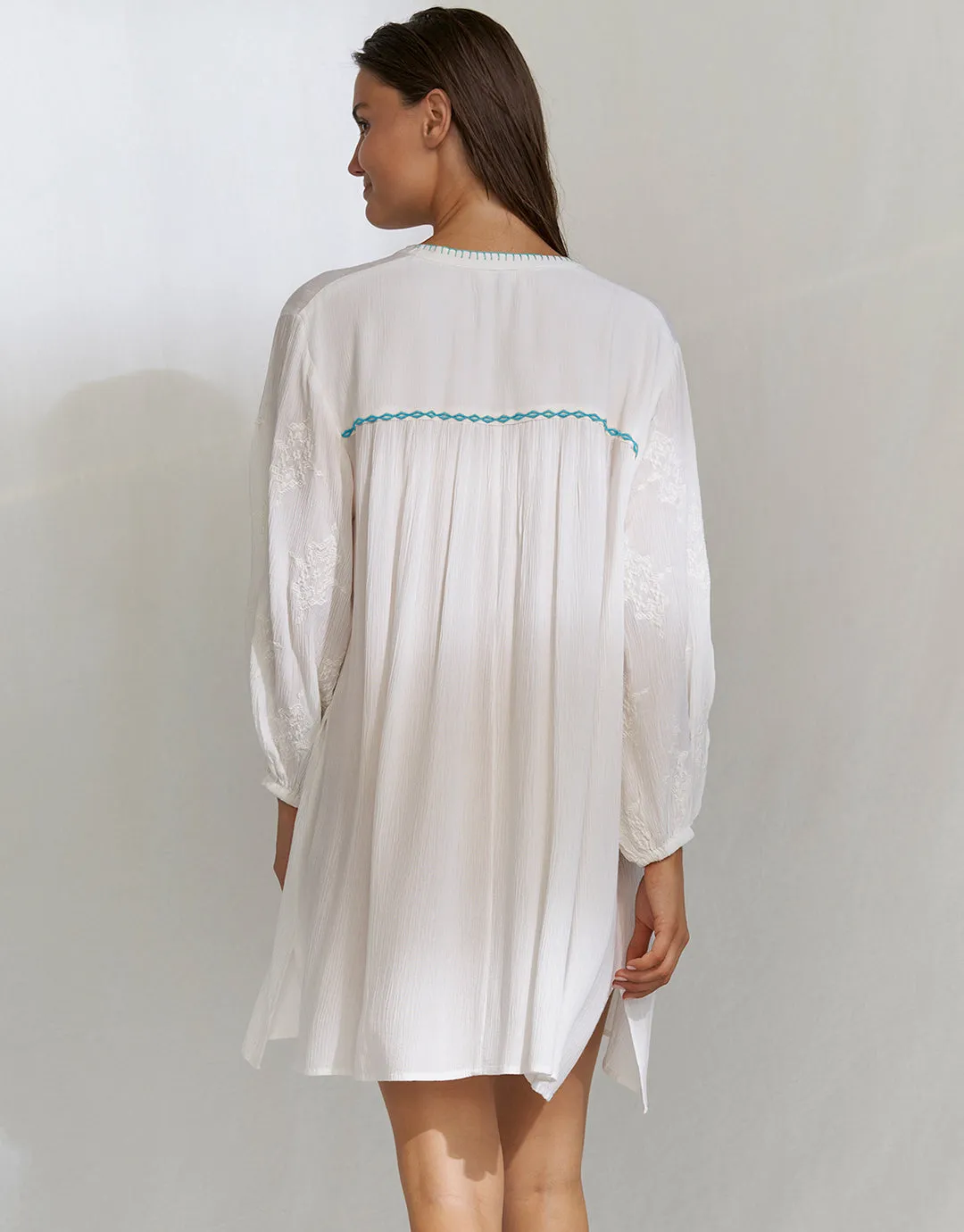 Kaftan Tunic - White and Blue