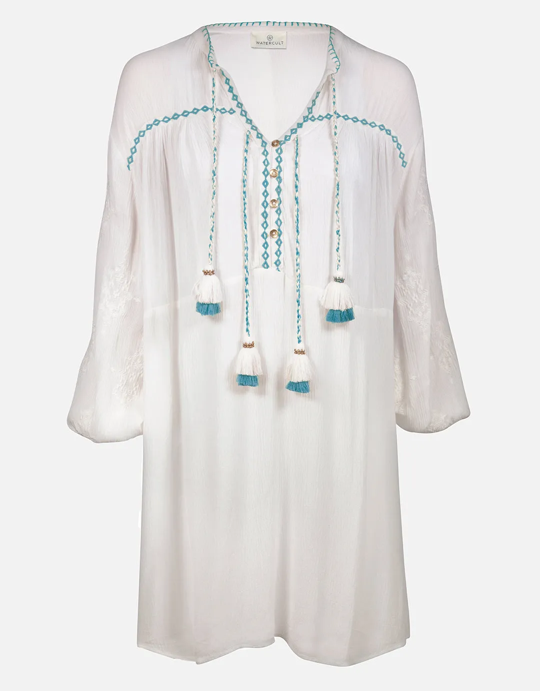 Kaftan Tunic - White and Blue
