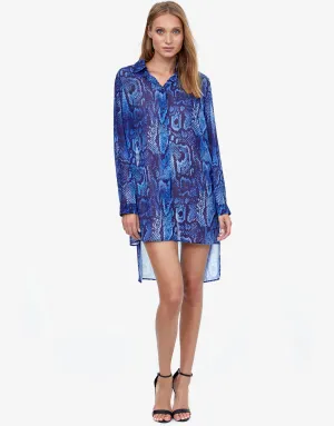Kalahari High Low Beach Blouse - Blue