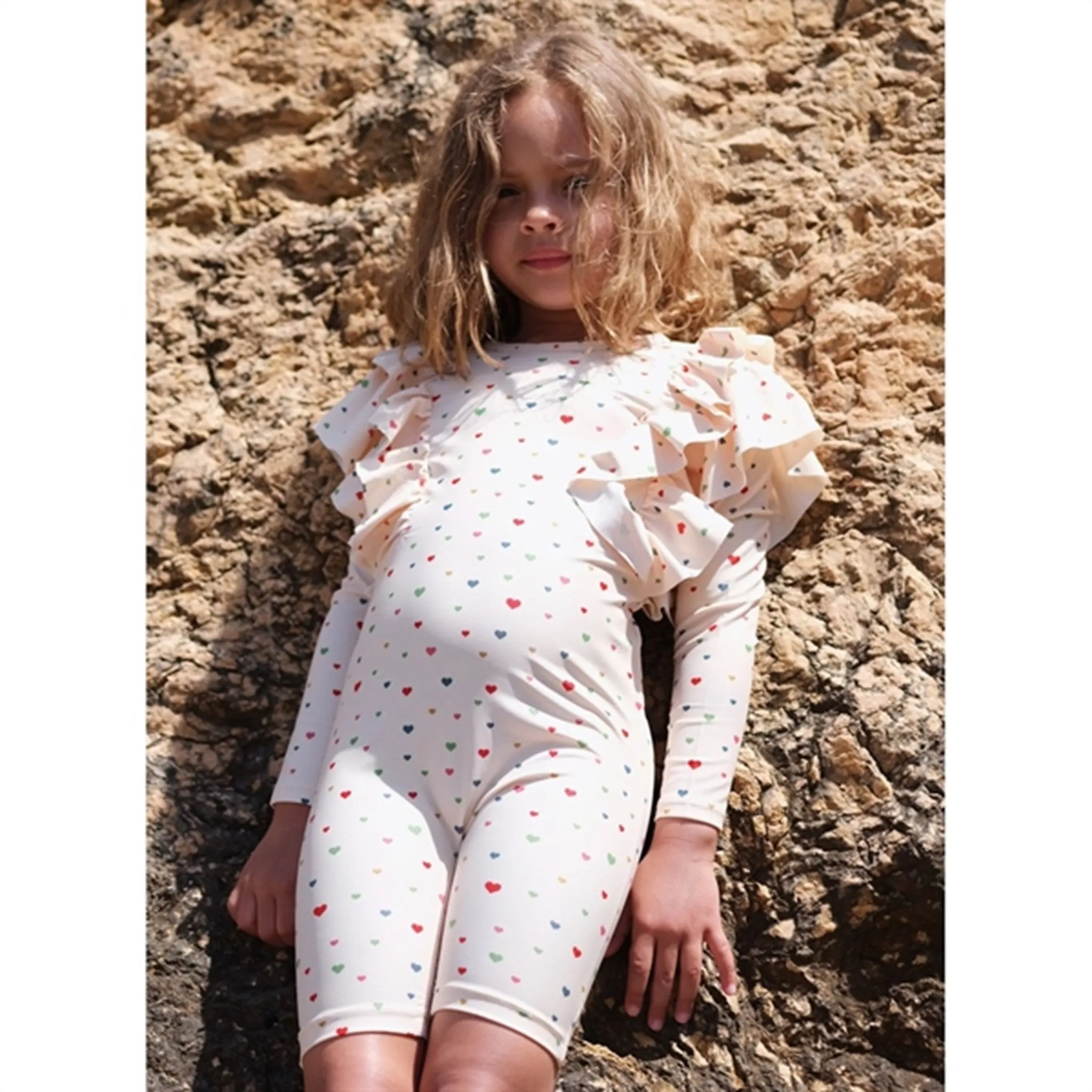 Konges Sl?jd Multi Hearts Manuca Frill UV Swim Onesie