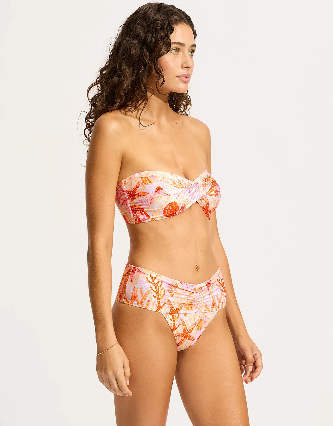 La Mer Gathered Band Retro Bikini Pant - White