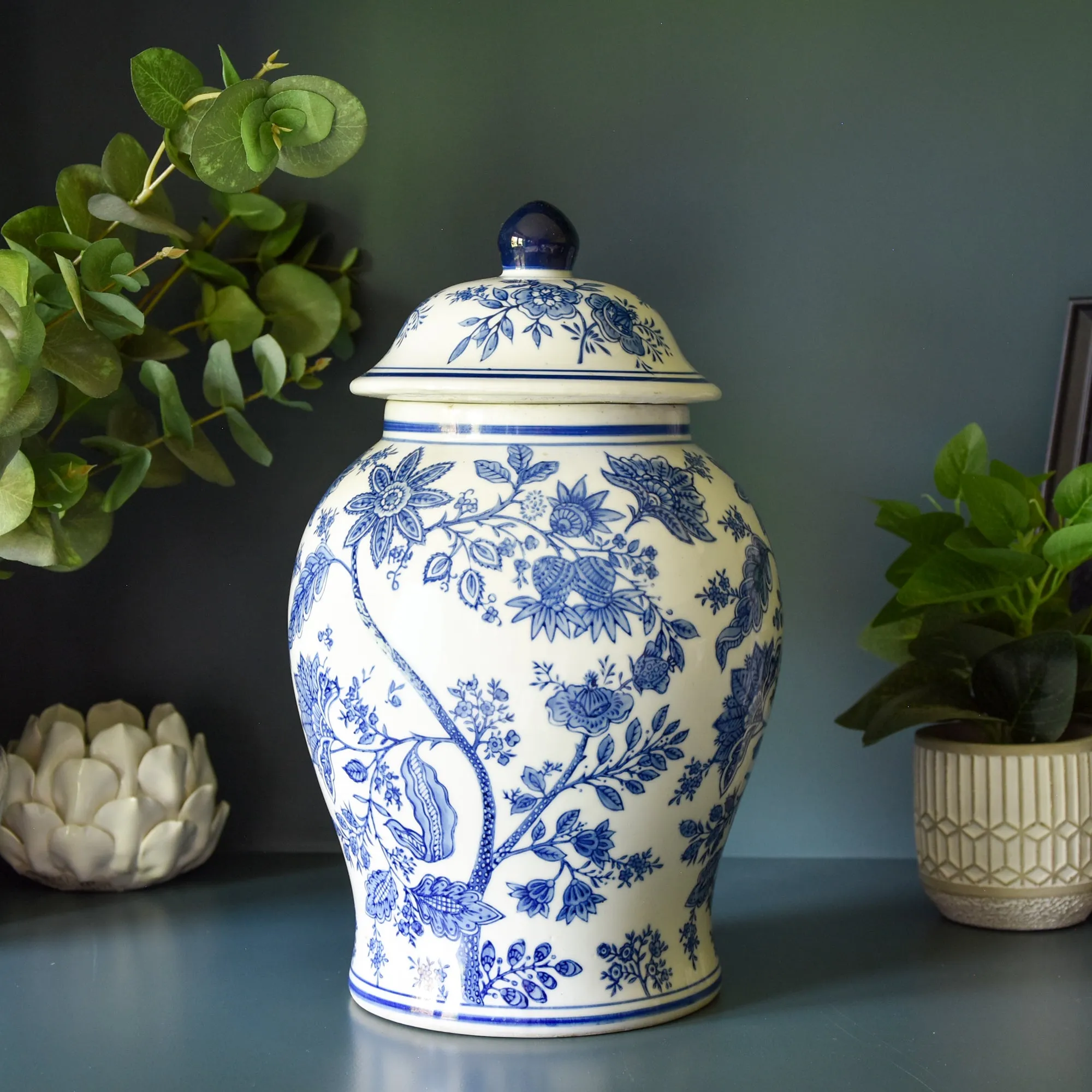 Large Blue and White Ginger Jar