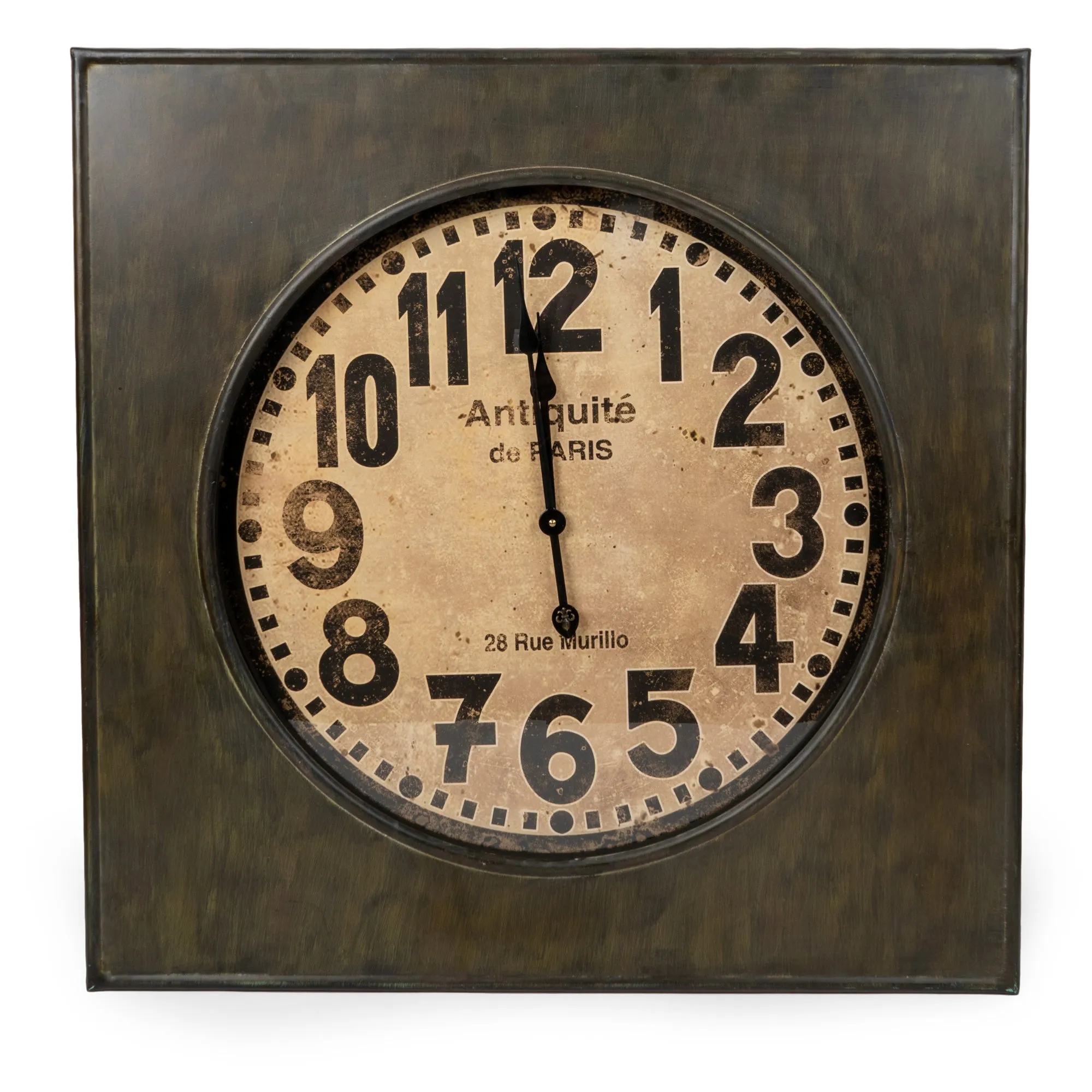Large Elegant Antiquit de Paris: Square Industrial Wall Clock