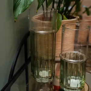 Large Elegant Two-Tone Glass Cylinder Vase - Clear & Green kitchen essentials, utensils set