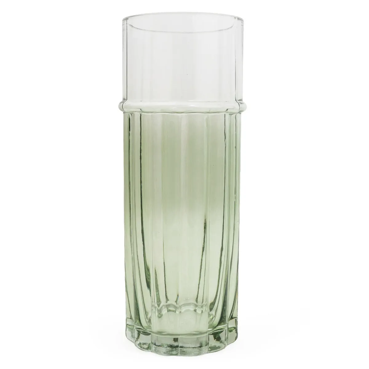 Large Elegant Two-Tone Glass Cylinder Vase - Clear & Green