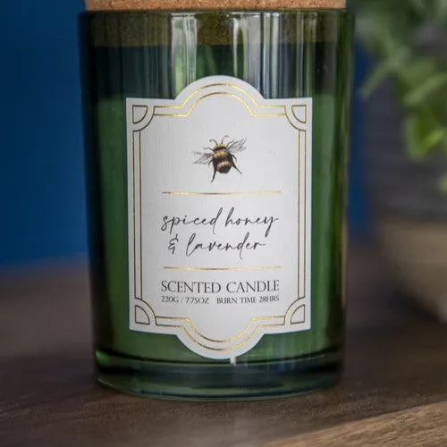 Large Glass Scented Candle with Cork Lid - Bee Orchard Blossom