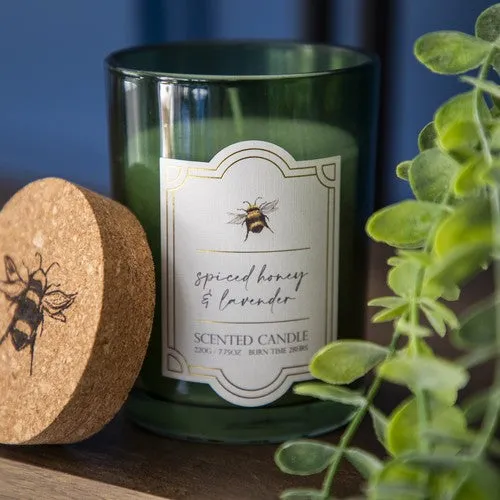 Large Glass Scented Candle with Cork Lid - Bee Orchard Blossom