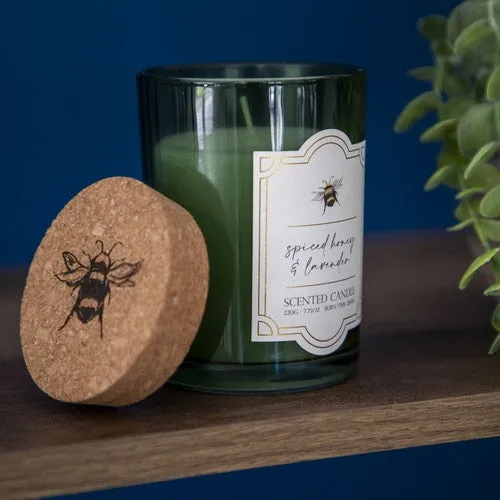 Large Glass Scented Candle with Cork Lid - Bee Orchard Blossom