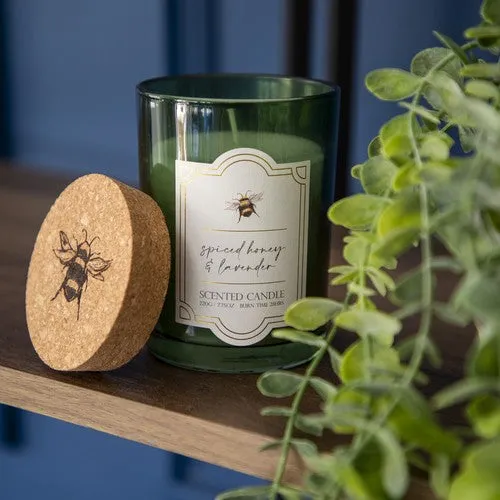 Large Glass Scented Candle with Cork Lid - Bee Orchard Blossom