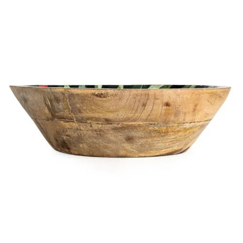 Large Mango Wood Bowl with Chilli Enamel Print