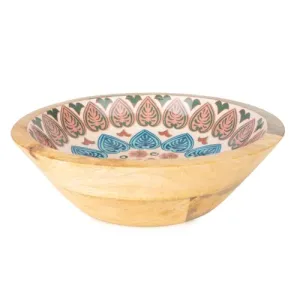 Large Mango Wood Bowl with Meze Enamel Interior kitchen essentials, utensils set