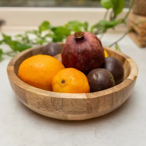 Large Round Mango Wood Bowl kitchen essentials, utensils set