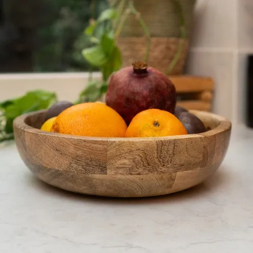 Large Round Mango Wood Bowl