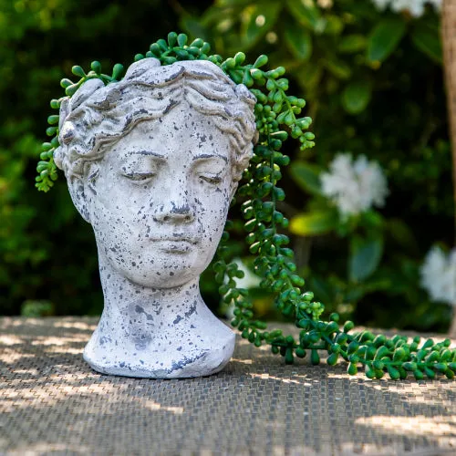 Large Stone Female Head Planter kitchen essentials, utensils set
